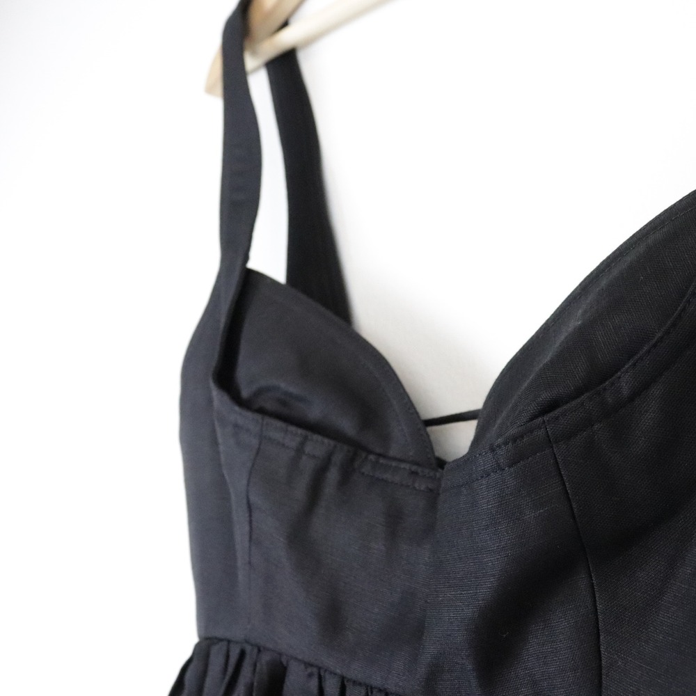NWT Acler Sandgate Sleeveless A-Line Midi Dress Black Linen Lace Up Back 4 - Picture 5 of 12